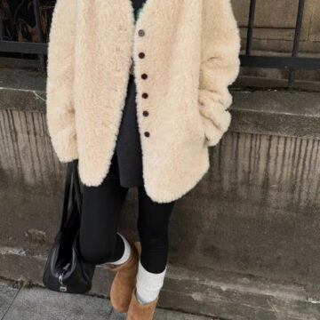 宽松羊毛V领时尚外套100澳毛百搭